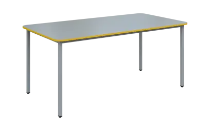 JSBR 170N Jídelní stůl 1700 x 900 mm, deska šedá s hranou žlutá odio / podnož stříbrná